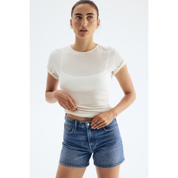 H & M Denim Shorts Comfort Stretch Regular Waist Sz 10 - Picture 3 of 3